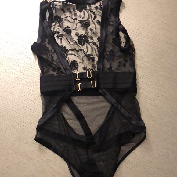 Honey birdette amber shimmer bodysuit embroidered gold floral Size XS - Picture 5 of 14